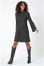 Khaki Animal Print Stretch Swing Dress, Image 2 of 5