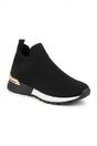 Black iKrush Black Jessi Slip On Sock Wedge Trainers, Image 6 of 8