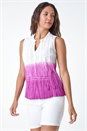 Purple Ombre Embroidered V-Neck Cotton Crinkle Blouse, Image 2 of 5