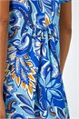 Royal Blue Baroque Floral Pocket Shift Tunic Dress, Image 5 of 5