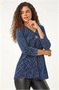 Blue Shimmer Zig Zag Pleat Front Top, Image 4 of 5