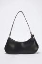 Black Baguette Shoulder Bag With Belt-Buckle Hardware, Image 3 of 3