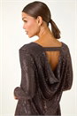 Bronze Shimmer Cowl Back Tunic Top , Image 4 of 5