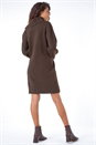 Chocolate Split Neck Ribbed Knit Dress, Image 3 of 5