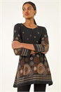 Black Sunflower Printed Tunic Top, Image 1 of 5