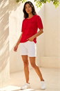 Red Petite Pointelle Knit Top, Image 2 of 4