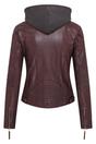 Burgundy Womens Hooded Biker Jacket - Brazz, Image 2 of 5