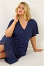 Navy  Curve Lace V-Neck Dress, Image 1 of 5