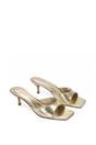 Gold XY LONDON Gold 'Jane' Square Toe Kitten Heel Slip On Heeled Sandal Mules, Image 5 of 6