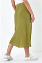 Olive Petite Plain Bias Cut Midi Skirt, Image 4 of 5