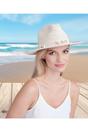 Light Pink Vera - Shell Beaded Straw Fedora - Light Pink, Image 1 of 1