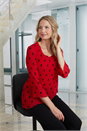 Red Julianna Spot Print Pleated Asymmetric Top, Image 2 of 3
