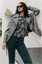 Grey Dusk Oversized Belt Biker Jacket, Image 9 of 9