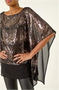 Taupe Ombre Sequin Mesh Chiffon Top, Image 6 of 6