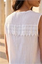 Ivory  Cotton Lace Crinkle Blouse, Image 4 of 4