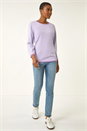 Lilac Scallop Neck Button Knit Jumper, Image 2 of 5