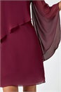 Wine Asymmetric Chiffon Overlay Shift Dress, Image 5 of 5
