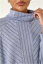 Light Blue  Textured Stripe Cowl Neck Top, Image 5 of 5