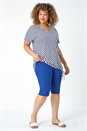 Midnight Blue Curve Knee Length Elastic Waist  Shorts, Image 2 of 5