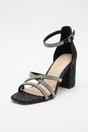 Black Saoirse Glitter Block Heel Strappy Sandals, Image 2 of 5