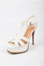 White iKrush White Francesca Platform T Bar Sandal High Heels, Image 2 of 5