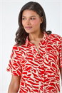 ORANGE Animal Print Tiered Smock Dress, Image 4 of 5