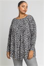 Grey Curve Mono Animal Print Top, Image 1 of 4