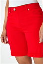 Red Petite Turned Hem Elastic Waist Shorts, Image 5 of 5