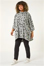 Grey Curve Animal Print Roll Neck Top, Image 2 of 5