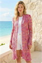 Cerise Pointelle Longline Cardigan, Image 3 of 4