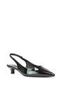 Black XY LONDON Black 'Jenny' Pointed Toe Low Kitten Heel Slingback Pumps, Image 2 of 5