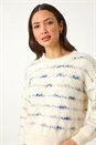 Ivory  Stripe Fluffy Knit Jumper, Image 4 of 5