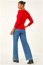 Red Scalloped Neck Knit Jumper, Image 4 of 6
