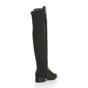 Black Low Heel Elastic Gold Zip Over The Knee Boots, Image 4 of 6