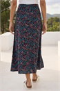 Purple Ditsy Floral Print Midi Skirt, Image 3 of 4