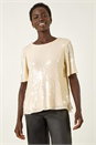 Cream  Sequin Embellished Top, Image 4 of 5