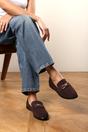 Dark Brown Freyja Knot Trim Hardware Detail Flat Loafers, Image 6 of 6
