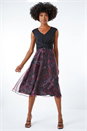 Pink Twist Front Butterfly Print Stretch Dress, Image 2 of 5