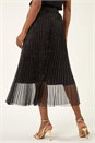 Black Shimmer Mesh Pleated Skirt, Image 4 of 5