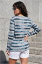 Blue Floral Stripe Print Top, Image 3 of 4