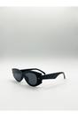 Black Oval Rectangular Vintage Sunglasses, Image 3 of 6