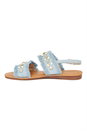 Blue Denim Pearl Sandal, Image 2 of 5