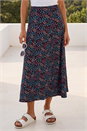 Purple Ditsy Floral Print Midi Skirt, Image 2 of 4