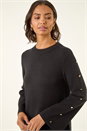 Black Buttoned Knit Dress, Image 4 of 5