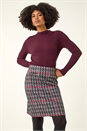 Red Houndstooth Stretch Pencil Skirt, Image 2 of 5
