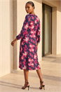 Pink Floral Fit & Flare Midi Dress, Image 3 of 4