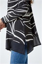 Black Leaf Print Chiffon Hem Stretch Top , Image 5 of 5