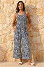 Navy  Paisley Print Cropped Jumpsuit, Image 3 of 4