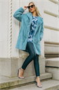 Light Blue  Petite Longline Faux Fur Coat, Image 8 of 8