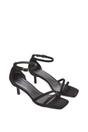 Black XY LONDON Black 'Lea' Open Toe Strappy Low Kitten Heel Sandal Shoes, Image 5 of 5